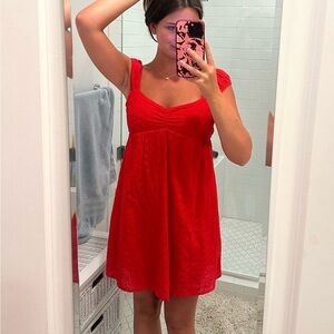 Red Floral Lace Mini Dress